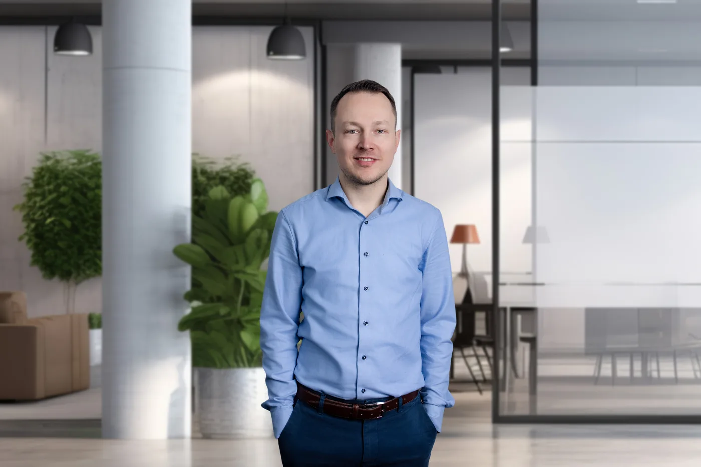 Sven Buser, Patentanwalt, in den Kanzleiräumen von Wickord Buser Patentanwälte in Paderborn
