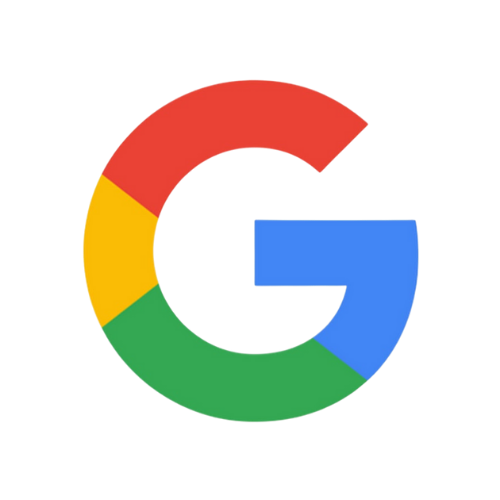 Google-Logo mit einem großen, bunten "G" in den Farben Blau, Rot, Gelb und Grün auf transparentem Hintergrund.